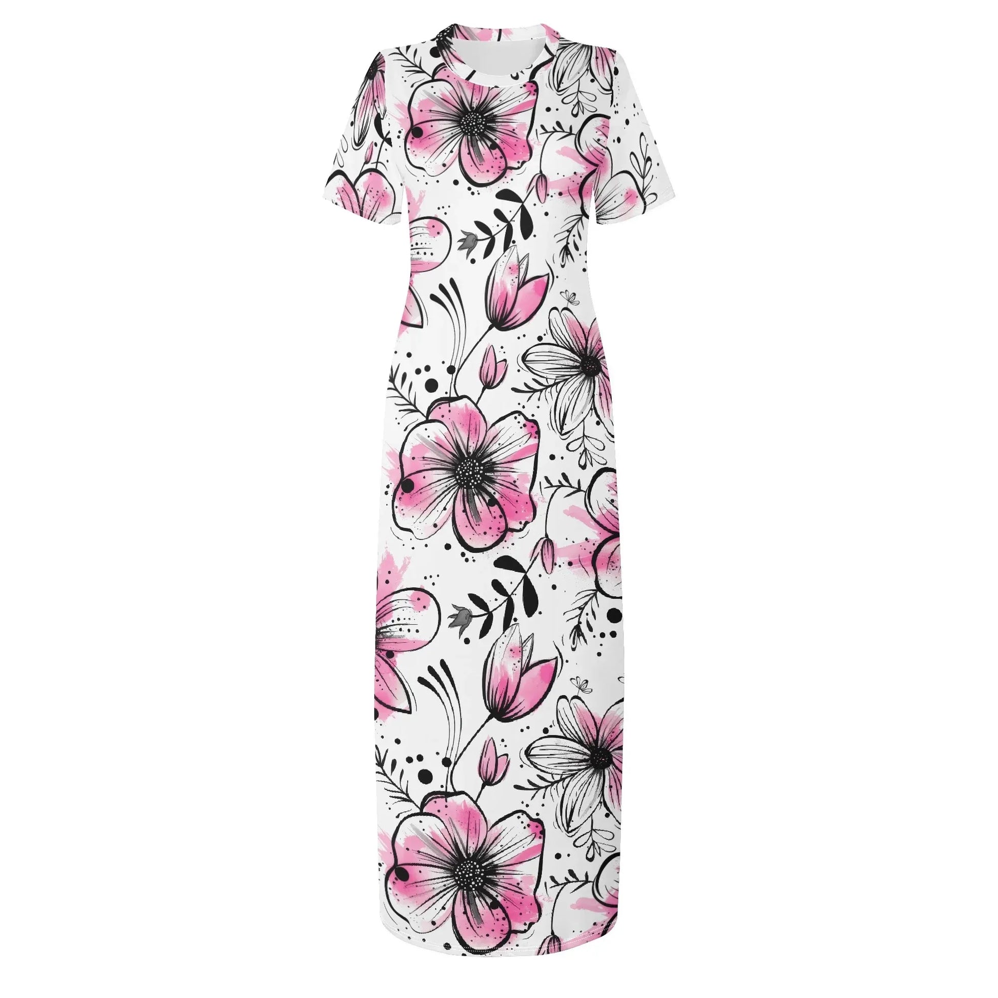graffiti-bluten-v8-short-sleeve-long-dress-long-dress-jlr-design-60623 - JLR Design