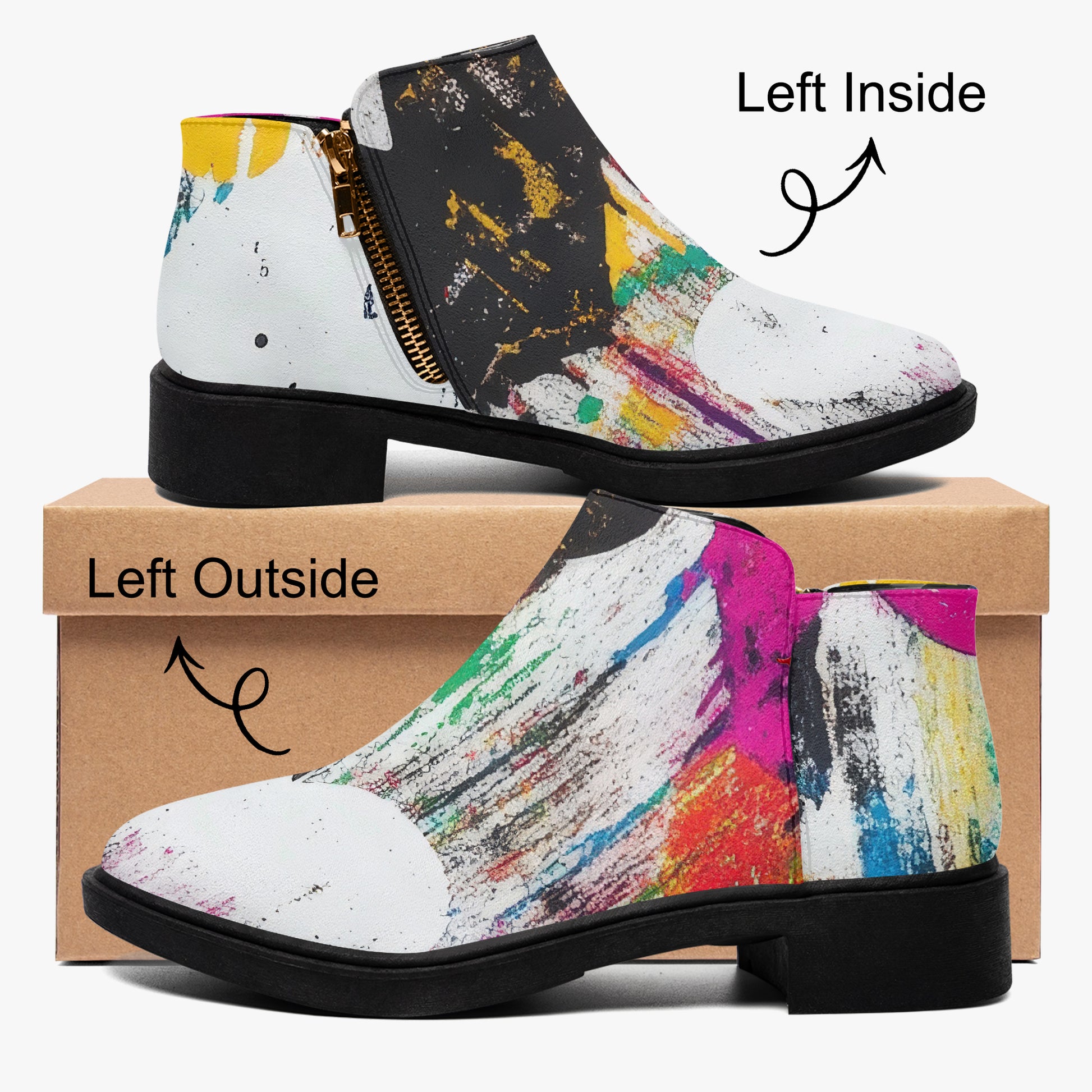 Graffiti Hearts elegante Reißverschluss-Stiefeletten Stiefel JLR Design