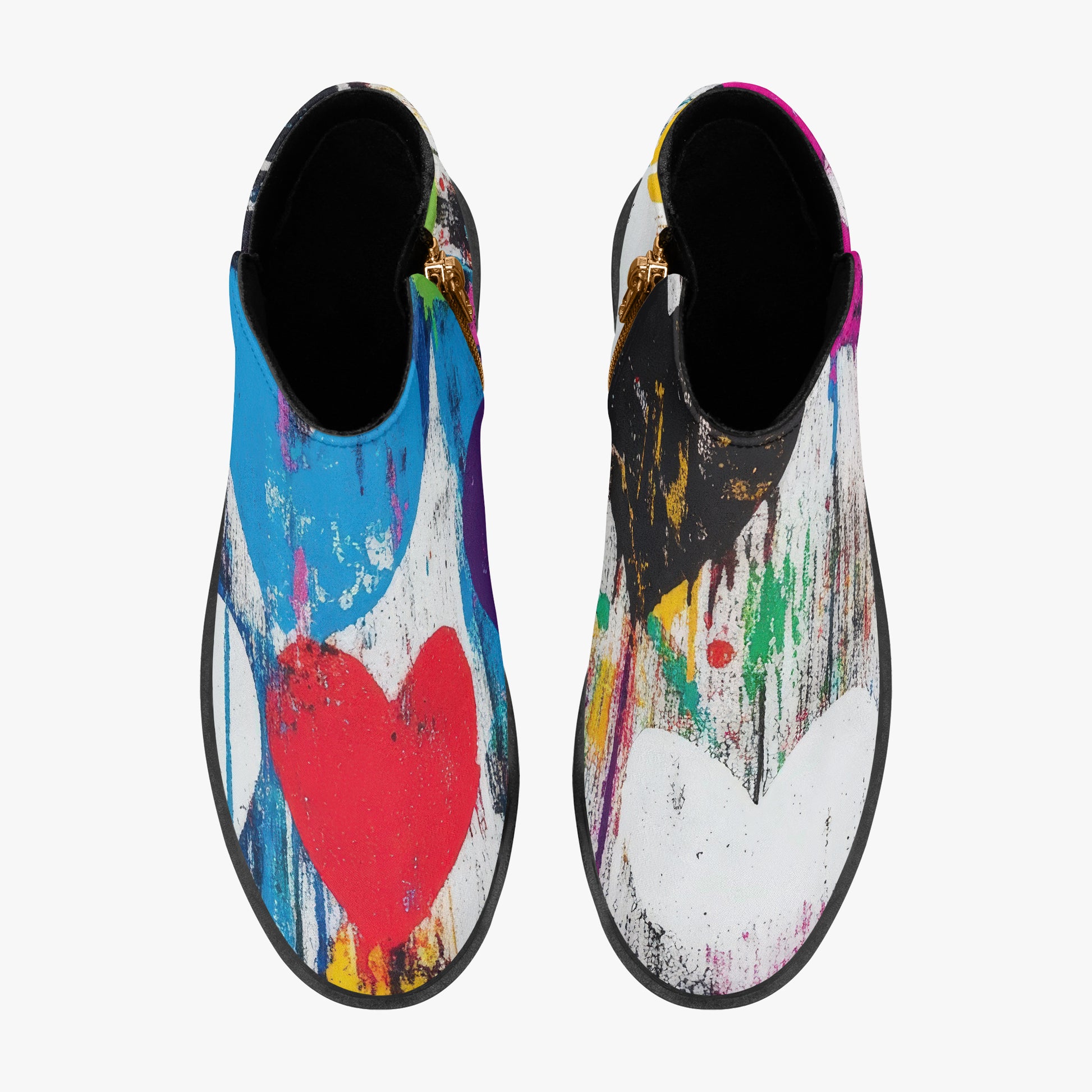 Graffiti Hearts elegante Reißverschluss-Stiefeletten Stiefel JLR Design