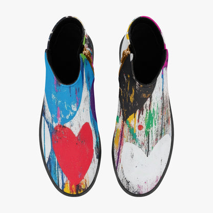 Graffiti Hearts elegante Reißverschluss-Stiefeletten Stiefel JLR Design