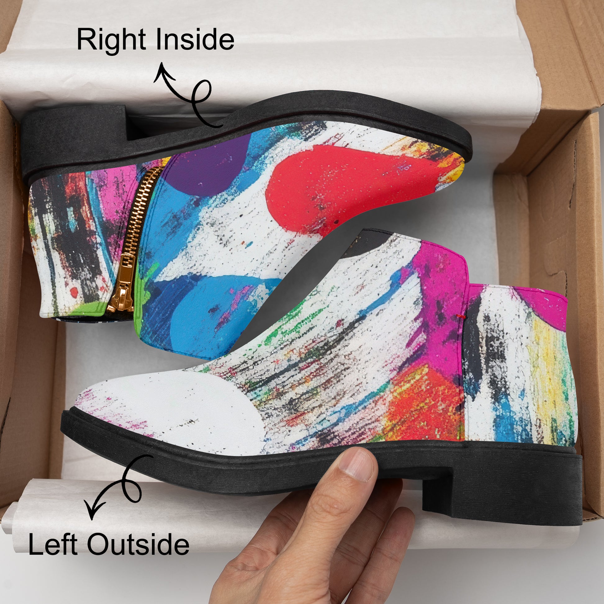 Graffiti Hearts elegante Reißverschluss-Stiefeletten Stiefel JLR Design