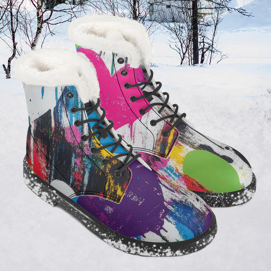 Graffiti Hearts Faux Fur Leder Boots Boots JLR Design