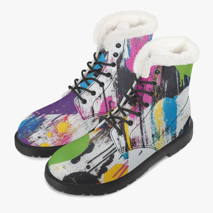 Graffiti Hearts Faux Fur Leder Boots Boots JLR Design