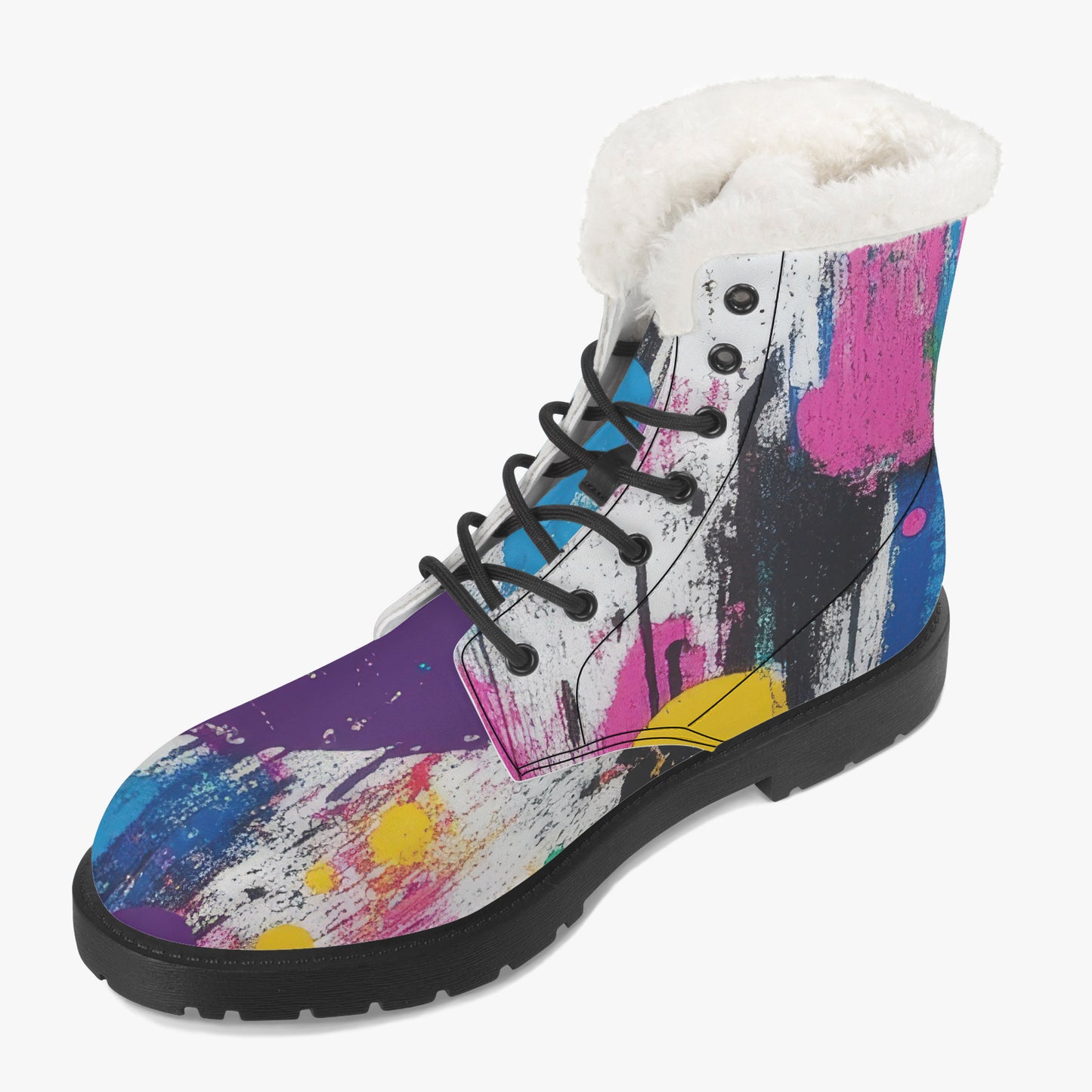 Graffiti Hearts Faux Fur Leder Boots Boots JLR Design