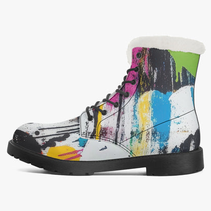 Graffiti Hearts Faux Fur Leder Boots Boots JLR Design