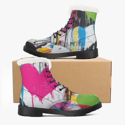 Graffiti Hearts Faux Fur Leder Boots Boots JLR Design