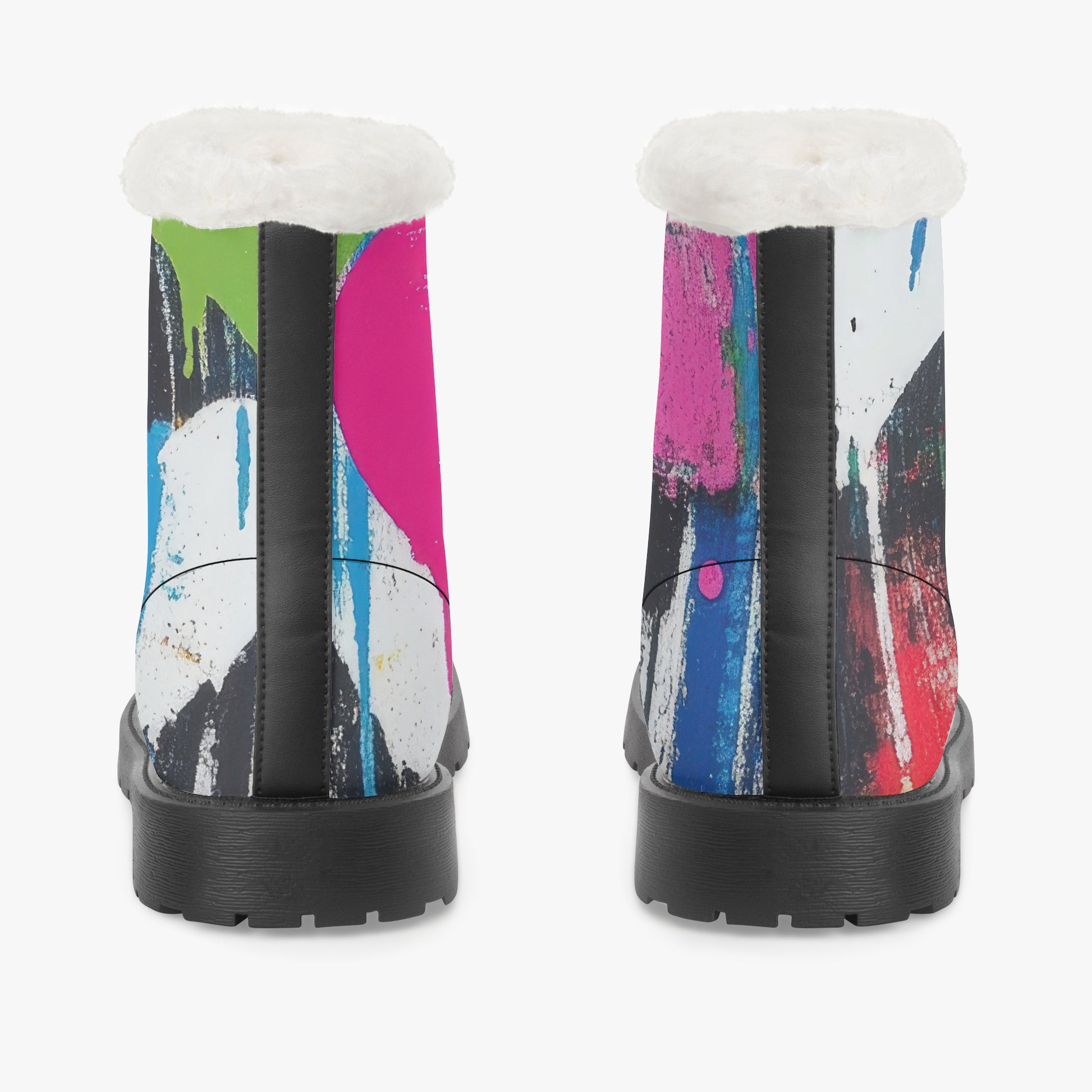 Graffiti Hearts Faux Fur Leder Boots Boots JLR Design