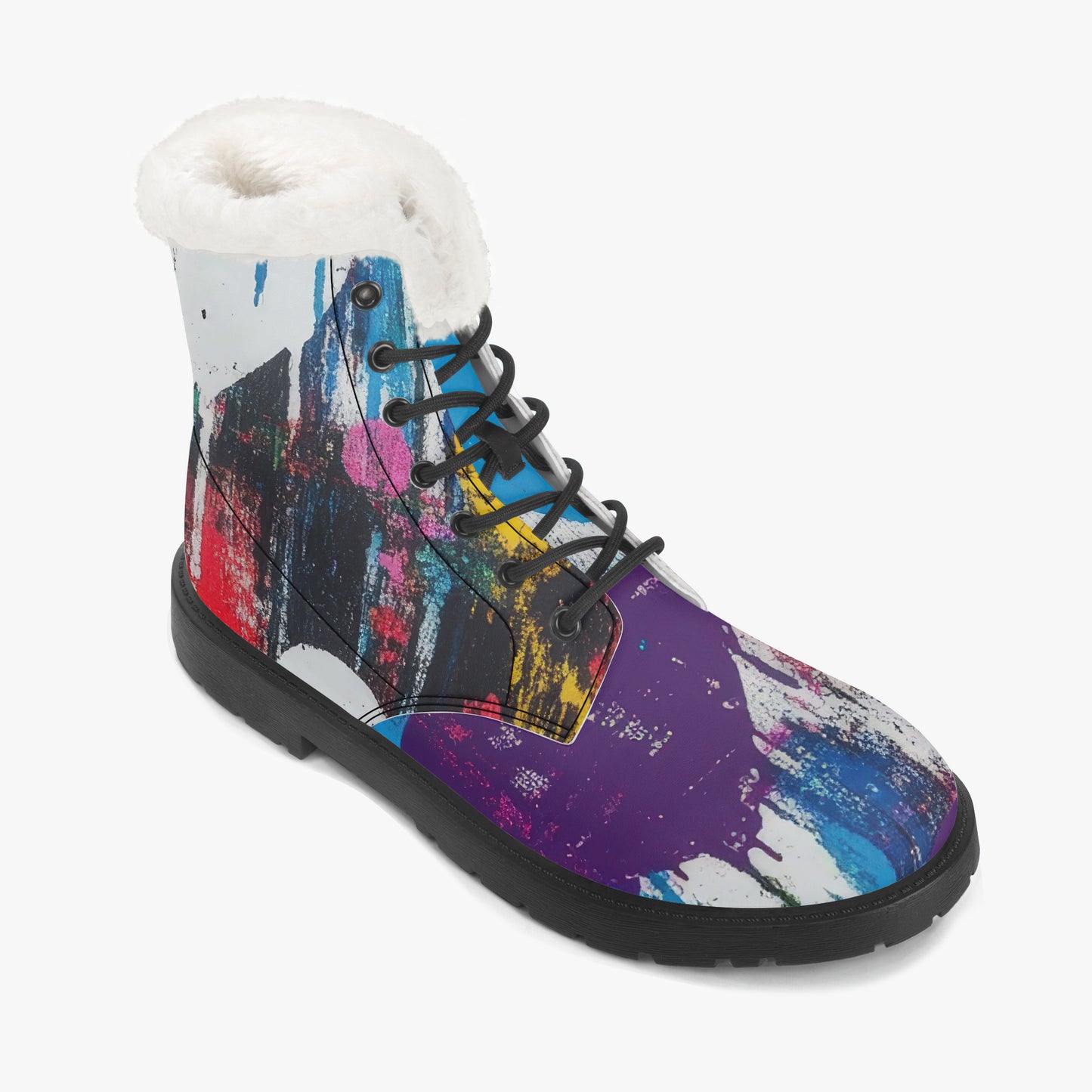 Graffiti Hearts Faux Fur Leder Boots Boots JLR Design