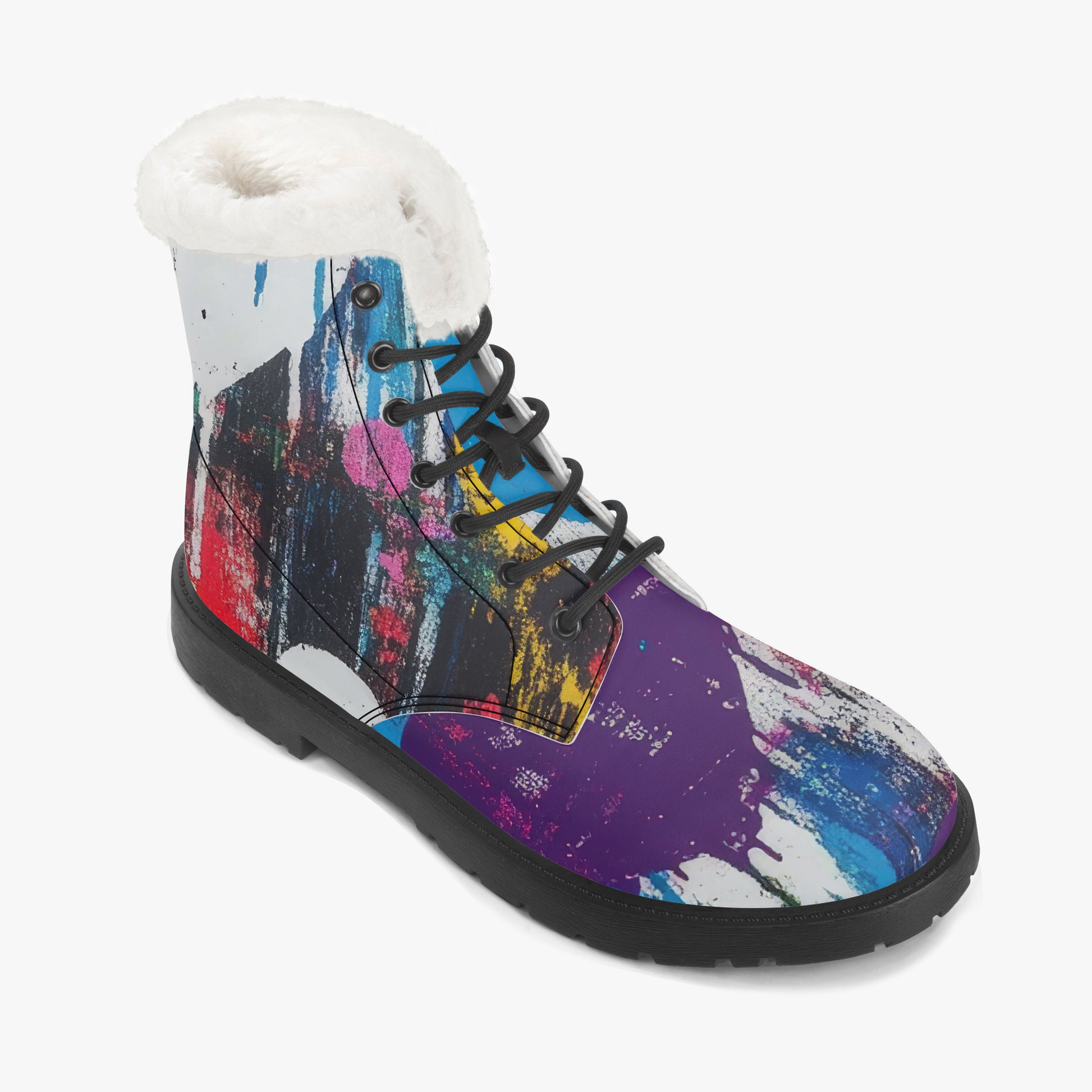 Graffiti Hearts Faux Fur Leder Boots Boots JLR Design