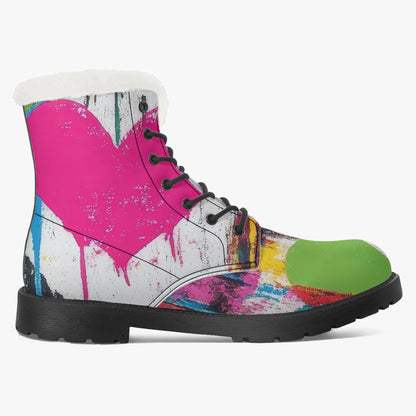 Graffiti Hearts Faux Fur Leder Boots Boots JLR Design
