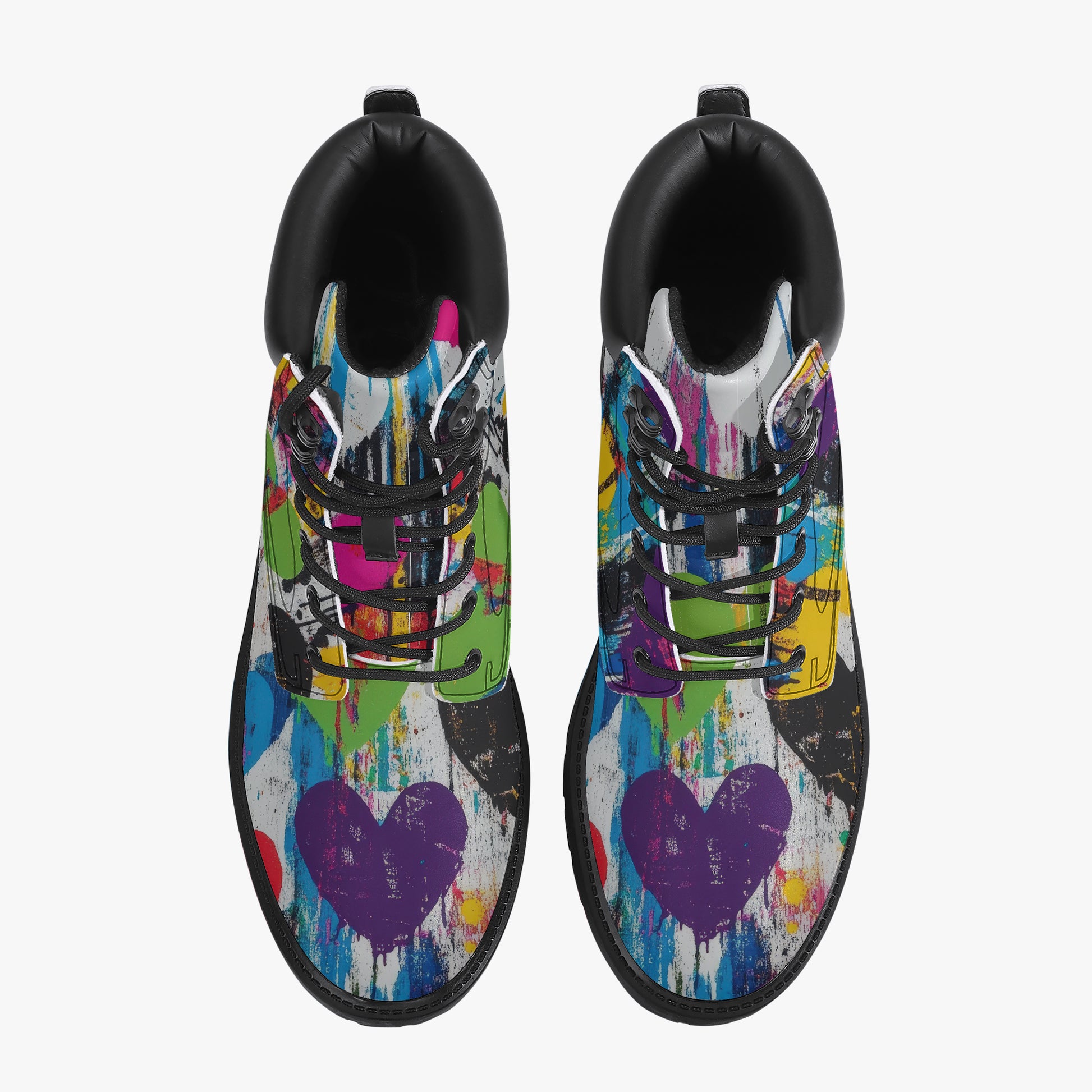 Graffiti Hearts Leder Boots | Stylische und Warme Winterstiefel Boots JLR Design