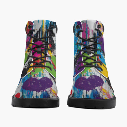 Graffiti Hearts Leder Boots | Stylische und Warme Winterstiefel Boots JLR Design