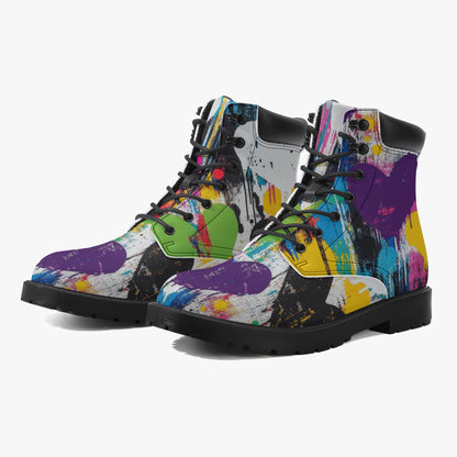 Graffiti Hearts Leder Boots | Stylische und Warme Winterstiefel Boots JLR Design