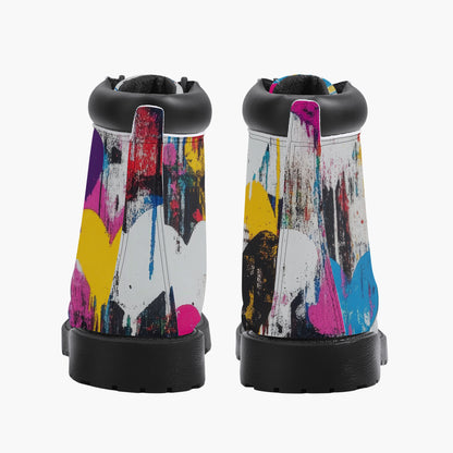 Graffiti Hearts Leder Boots | Stylische und Warme Winterstiefel Boots JLR Design