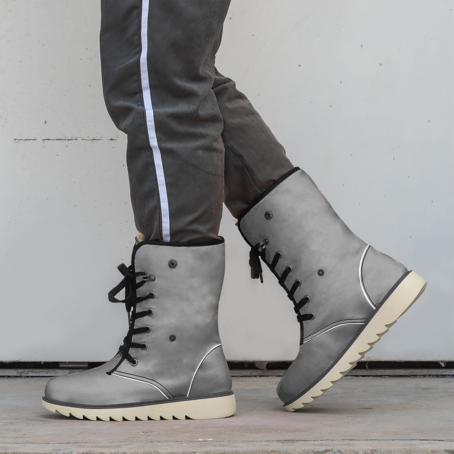 Graue Chic Boots mit Plüschfutter Boots JLR Design