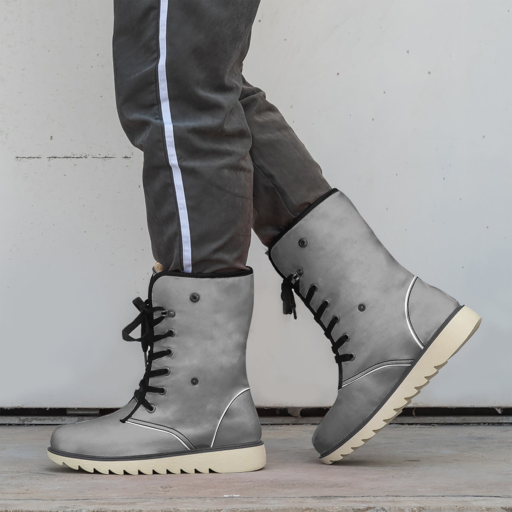 Graue Chic Boots mit Plüschfutter Boots JLR Design