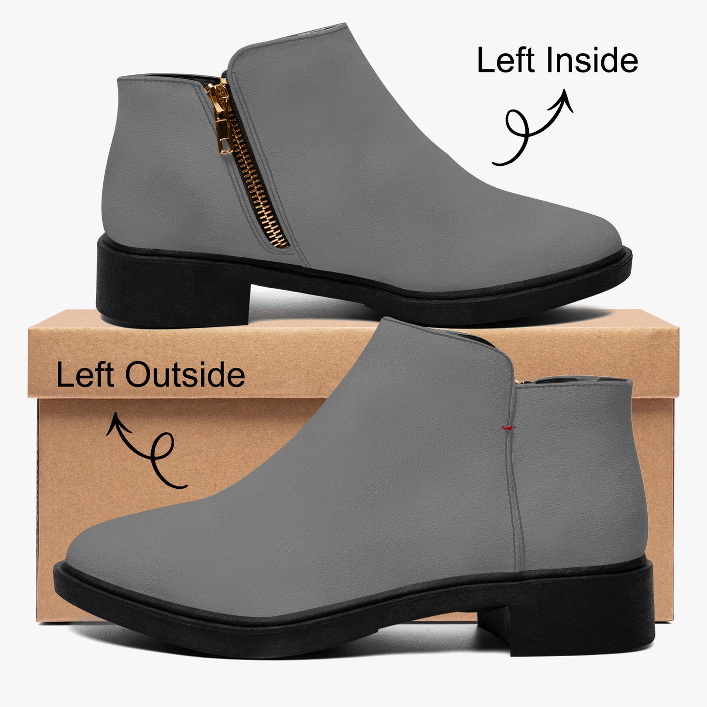 Graue elegante Reißverschluss-Stiefeletten Stiefeletten JLR Design