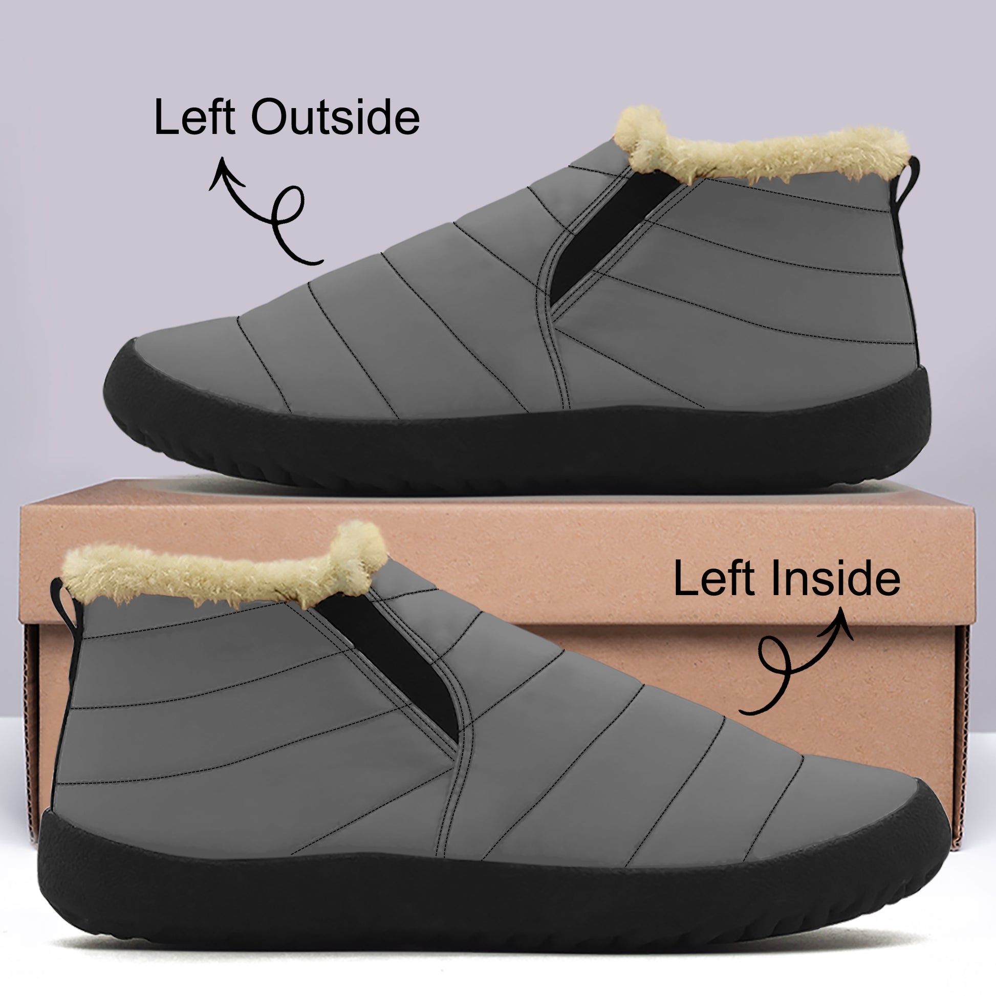 Graue Faux Fur Slipper Slipper JLR Design