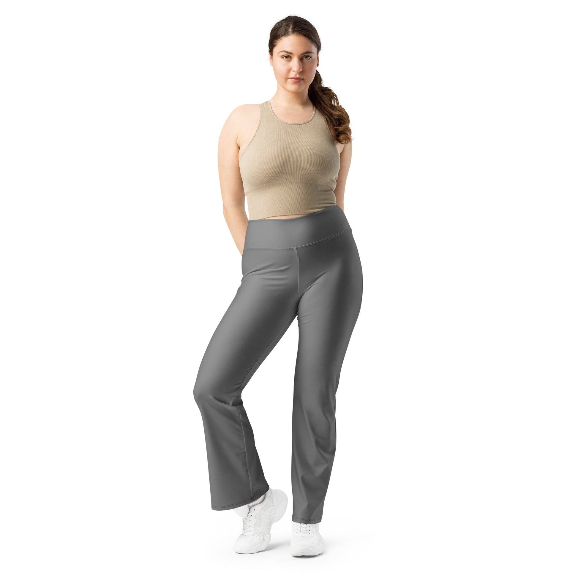 Graue High Waist Flare Leggings Flare Leggings 59.99 Flare, Grau, High, Leggings, Waist JLR Design