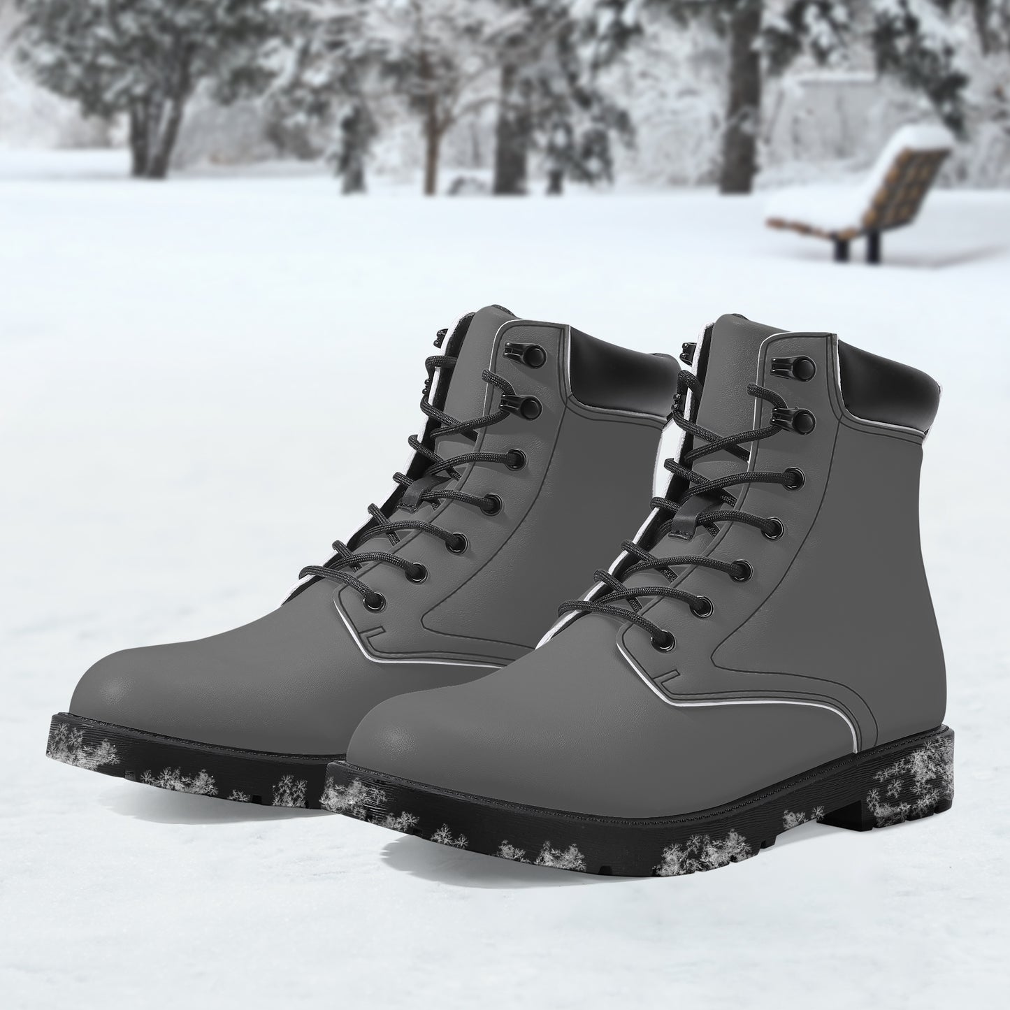 Graue Leder Boots | Stylische und Warme Winterstiefel Boots JLR Design