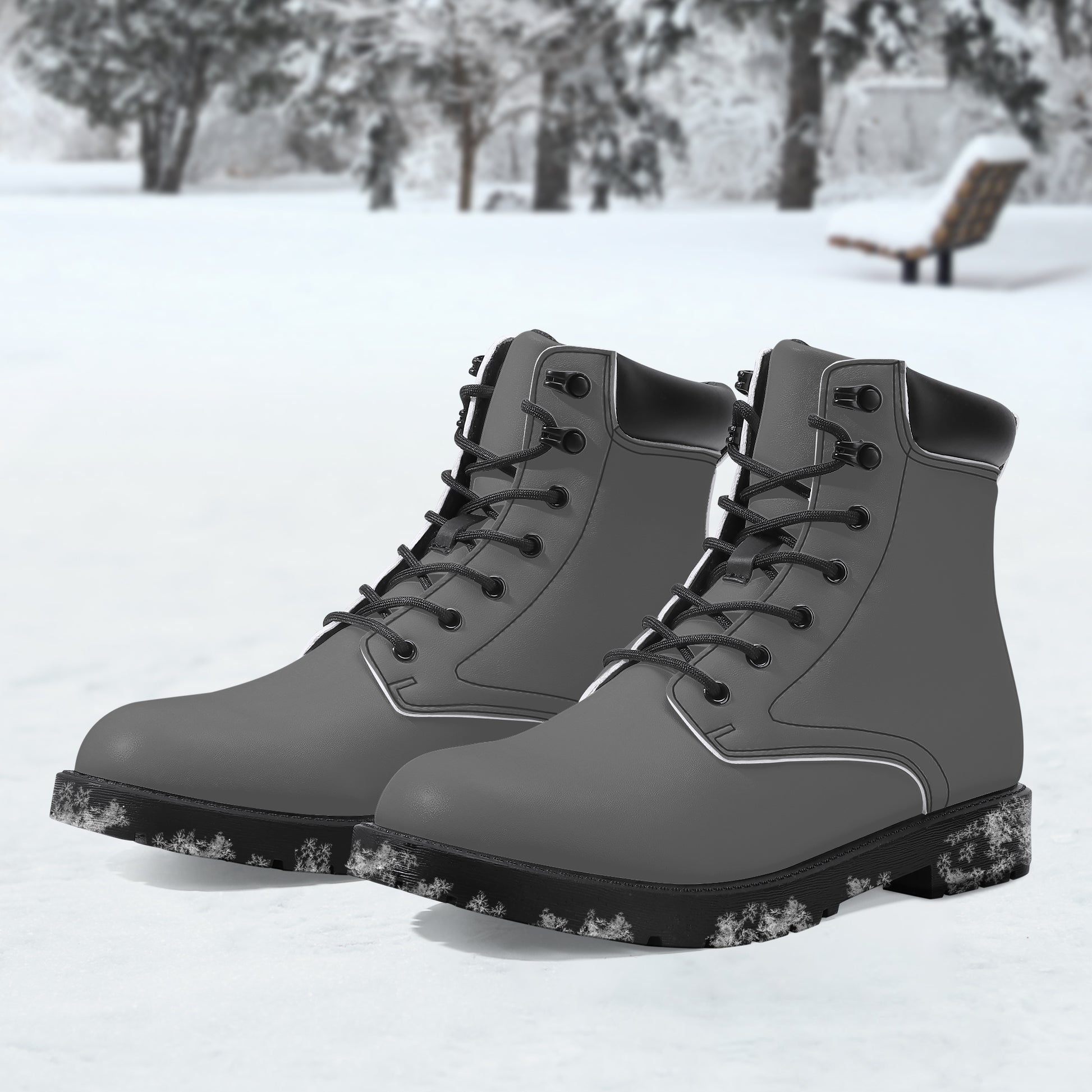 Graue Leder Boots | Stylische und Warme Winterstiefel Boots JLR Design