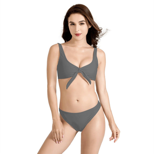 Grauer Bikini Badeanzug mit Schleife Bikini mit Schleife 47.99 Bikini, Grau, Schleife JLR Design