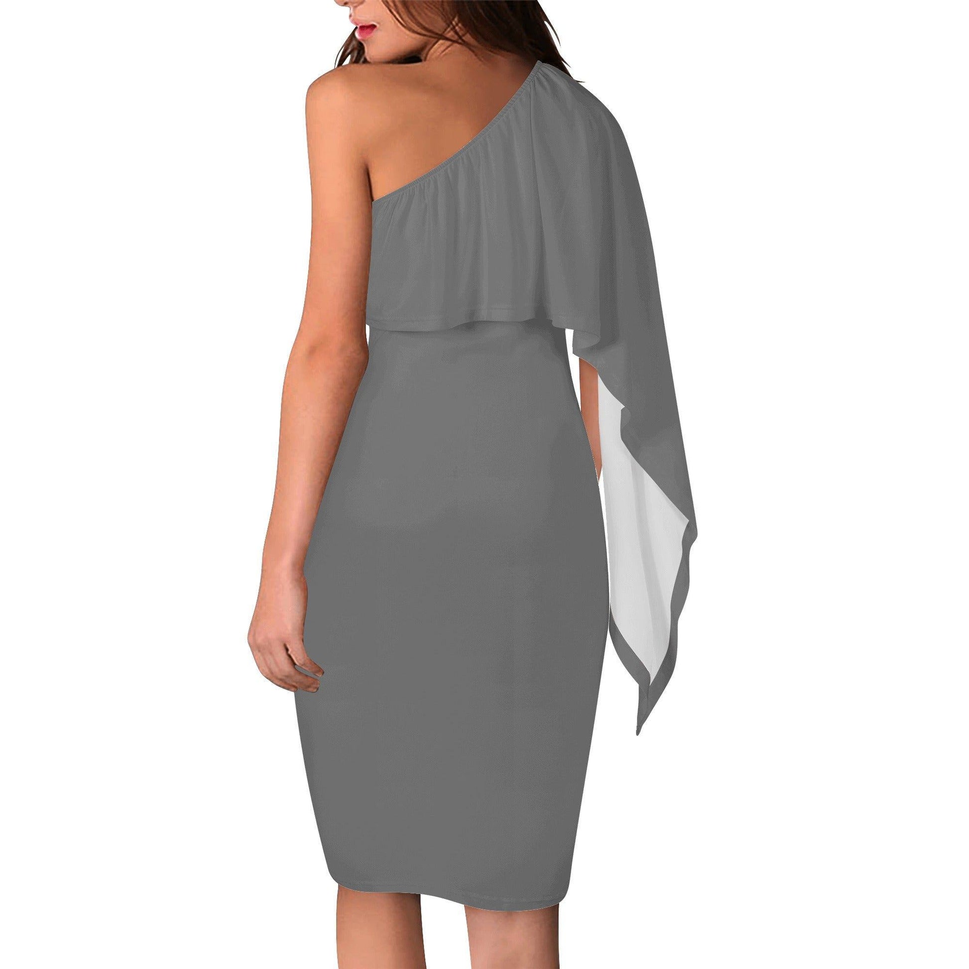 Grauer Long Sleeve One Shoulder Dress -- Grauer Long Sleeve One Shoulder Dress - undefined Long Sleeve One Shoulder Dress | JLR Design