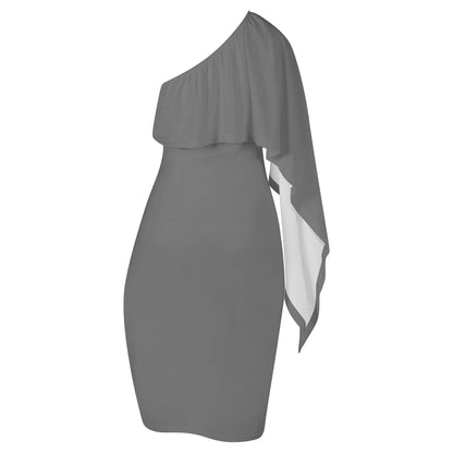 Grauer Long Sleeve One Shoulder Dress -- Grauer Long Sleeve One Shoulder Dress - undefined Long Sleeve One Shoulder Dress | JLR Design