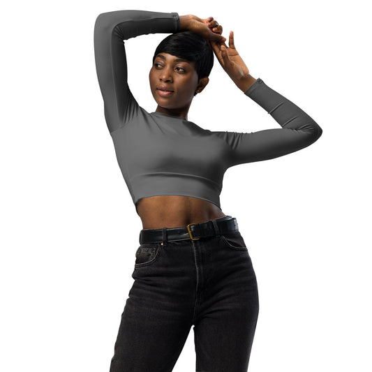 Graues Long Sleeve Damen Crop Top Long Sleeve Crop Top JLR Design