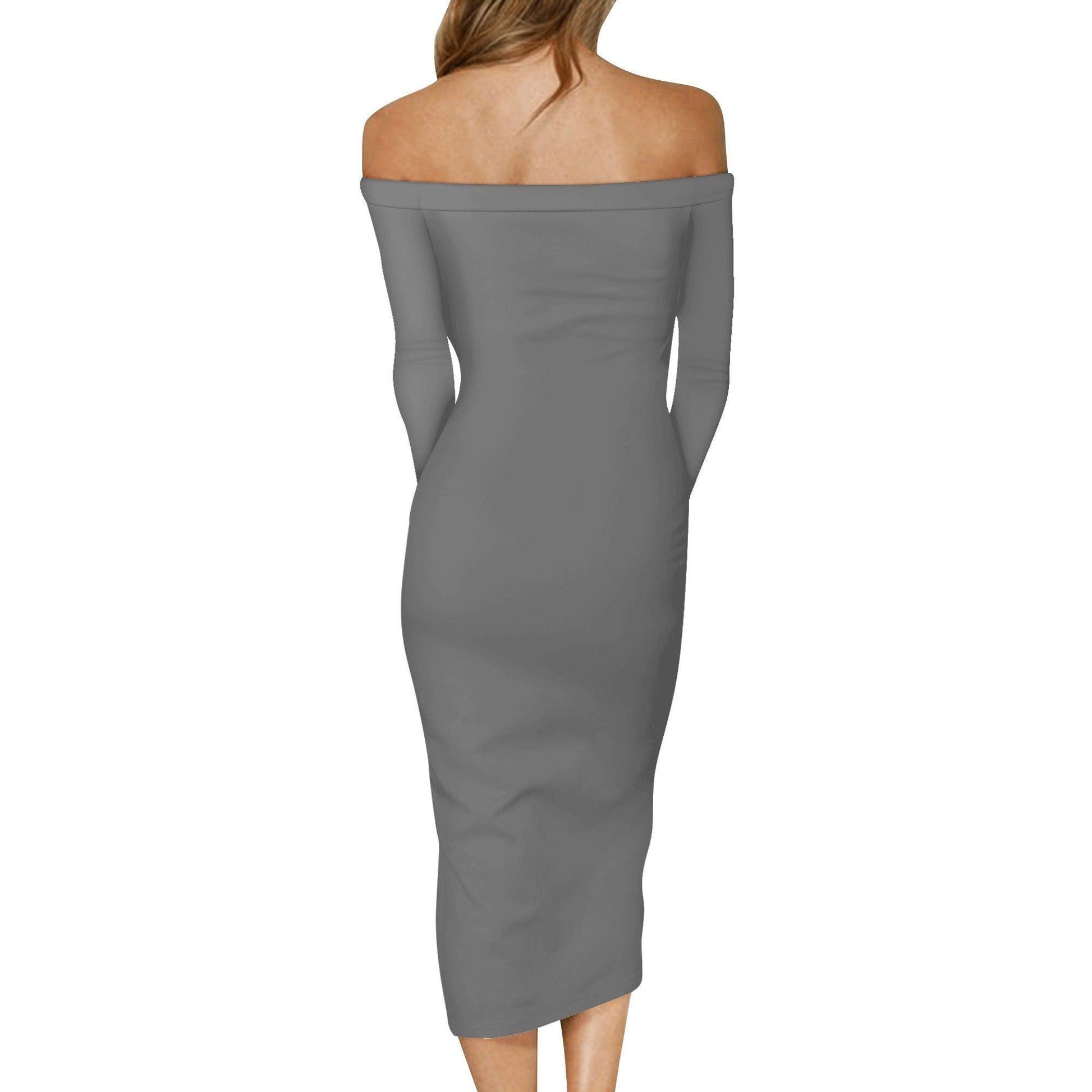 Graues Long Sleeve Off-Shoulder-Kleid -- Graues Long Sleeve Off-Shoulder-Kleid - undefined Off-Shoulder-Kleid | JLR Design