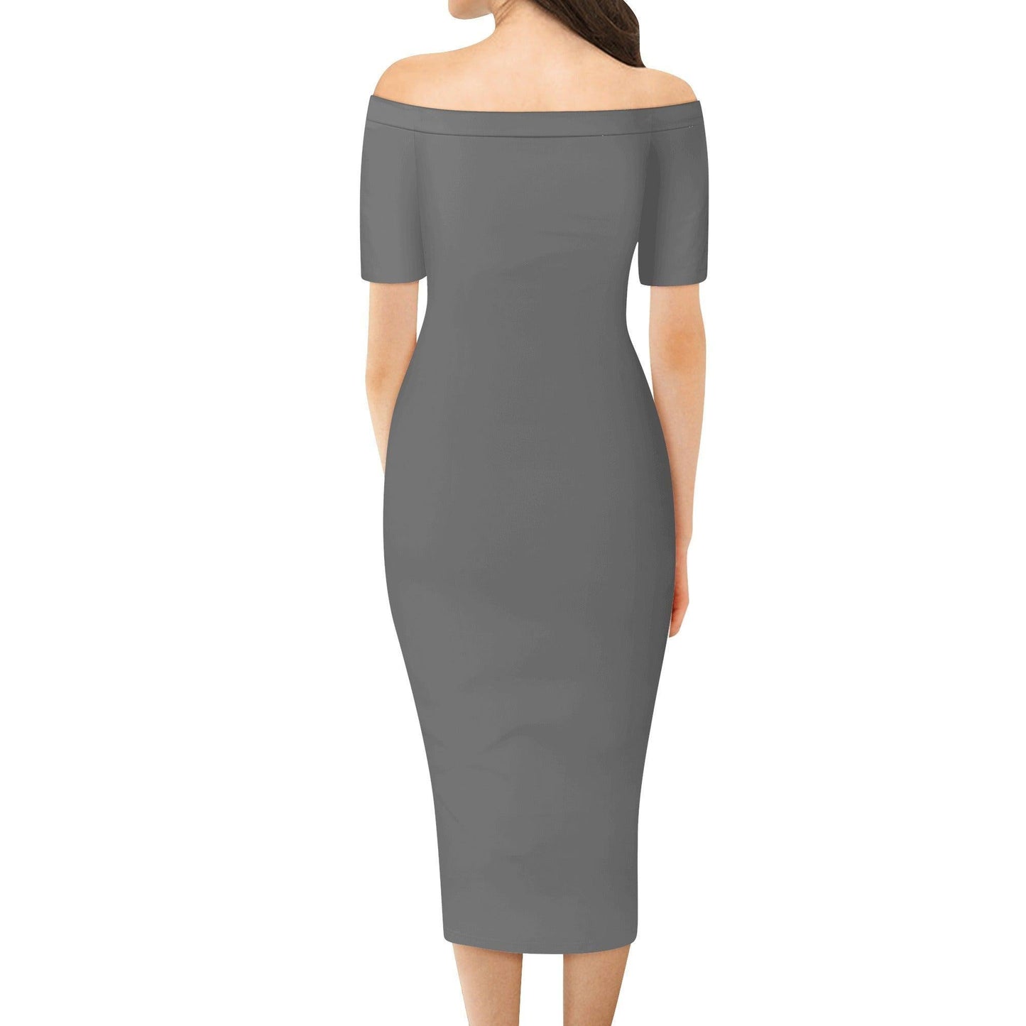 Graues Off-Shoulder-Kleid -- Graues Off-Shoulder-Kleid - undefined Off-Shoulder-Kleid | JLR Design