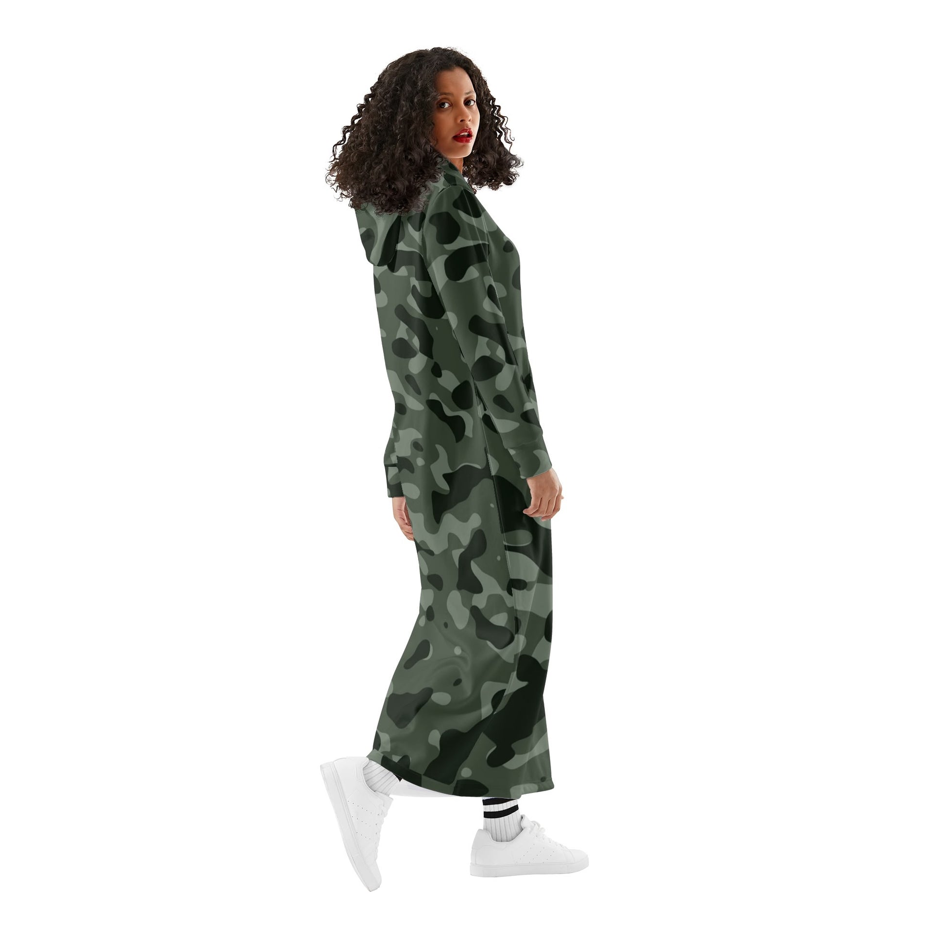 Green Camouflage bequemes leichtes Hoodie Kleid Hoodiekleid JLR Design