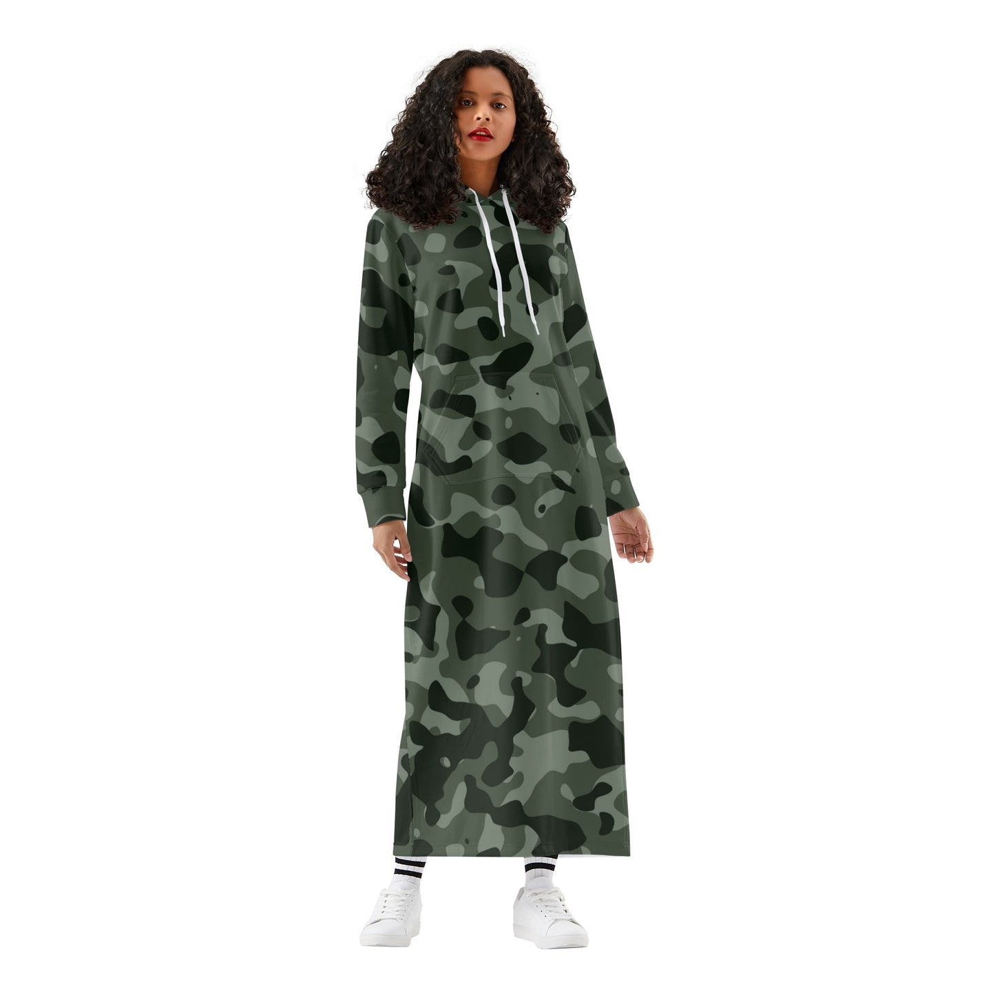 Green Camouflage bequemes leichtes Hoodie Kleid Hoodiekleid JLR Design