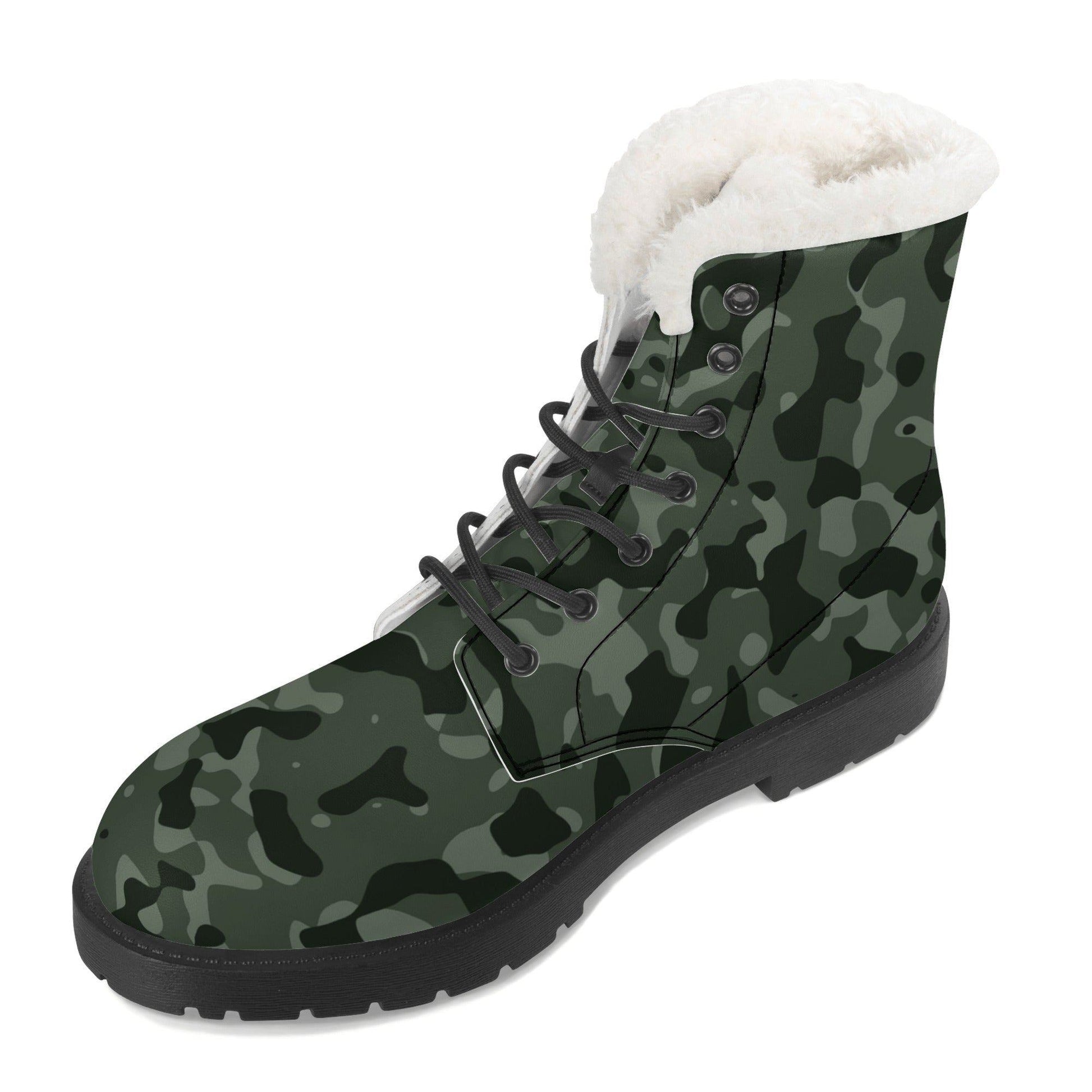 Green Camouflage Faux Fur Stiefel für Damen Lederstiefel 92.99 Camouflage, Faux, Fur, Green, Lederstiefel JLR Design