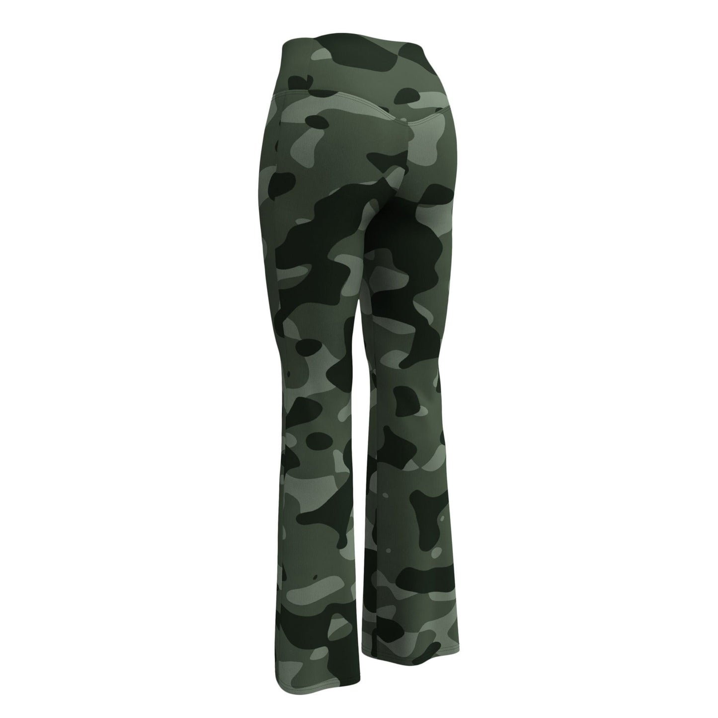 Green Camouflage High Waist Flare Leggings Flare Leggings 69.99 Camouflage, Flare, Green, High, Leggings, Waist JLR Design