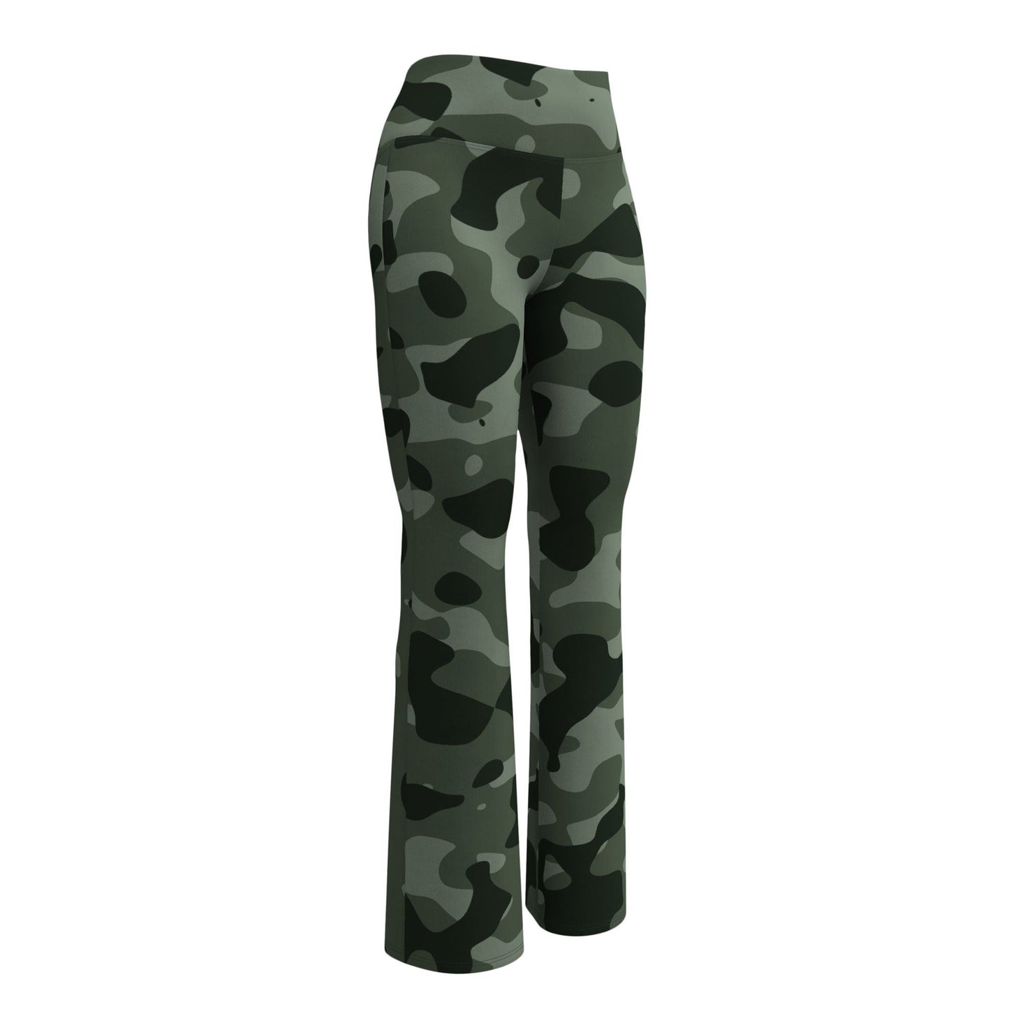 Green Camouflage High Waist Flare Leggings Flare Leggings 69.99 Camouflage, Flare, Green, High, Leggings, Waist JLR Design