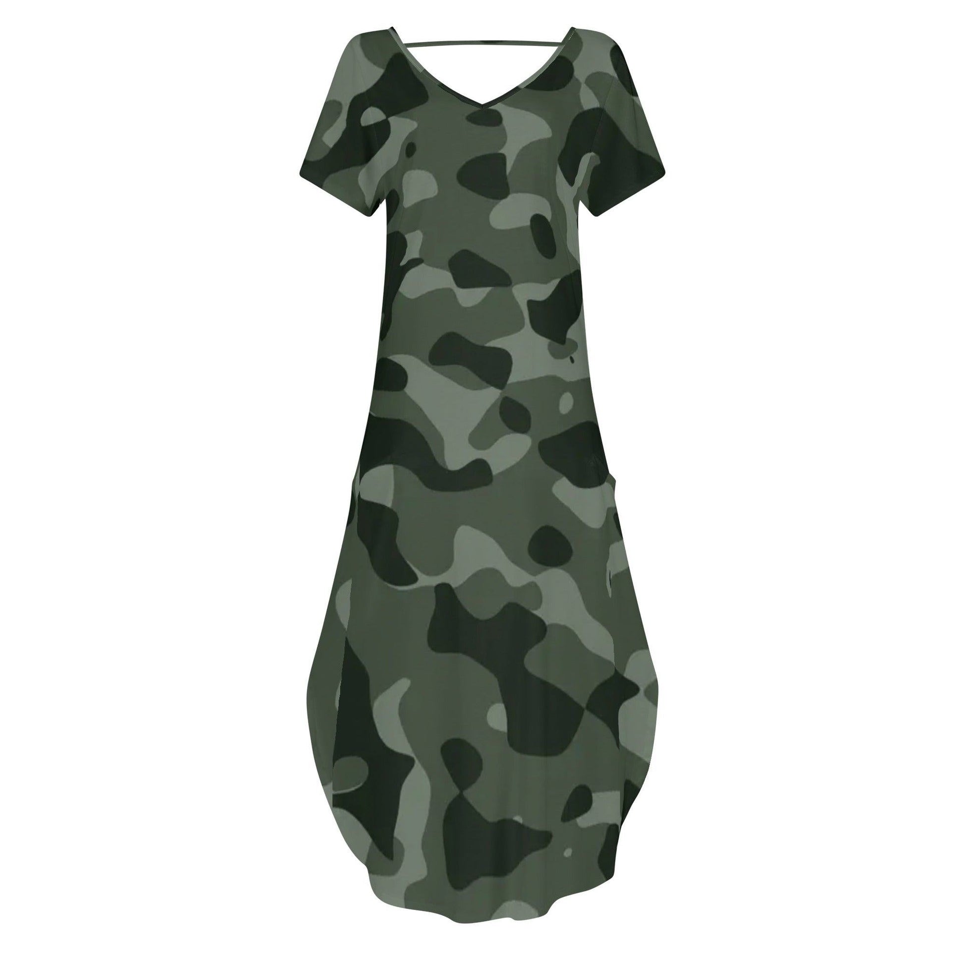 Green Camouflage kurzärmliges drapiertes Kleid drapiertes Kleid 63.99 Camouflage, drapiert, Green, kleid, kürzärmlig JLR Design