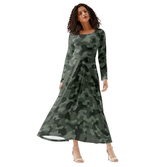 Green Camouflage Long Sleeve Dress Long Sleeve Dress 69.99 Camouflage, Dress, Green, Long, Sleeve JLR Design