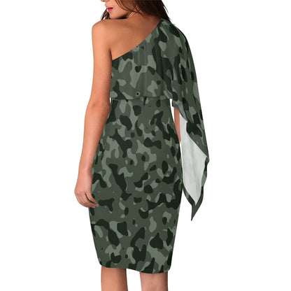 Green Camouflage Long Sleeve One Shoulder Dress Long Sleeve One Shoulder Dress 119.99 Camouflage, Dress, Green, Long, One, Shoulder, Sleve JLR Design