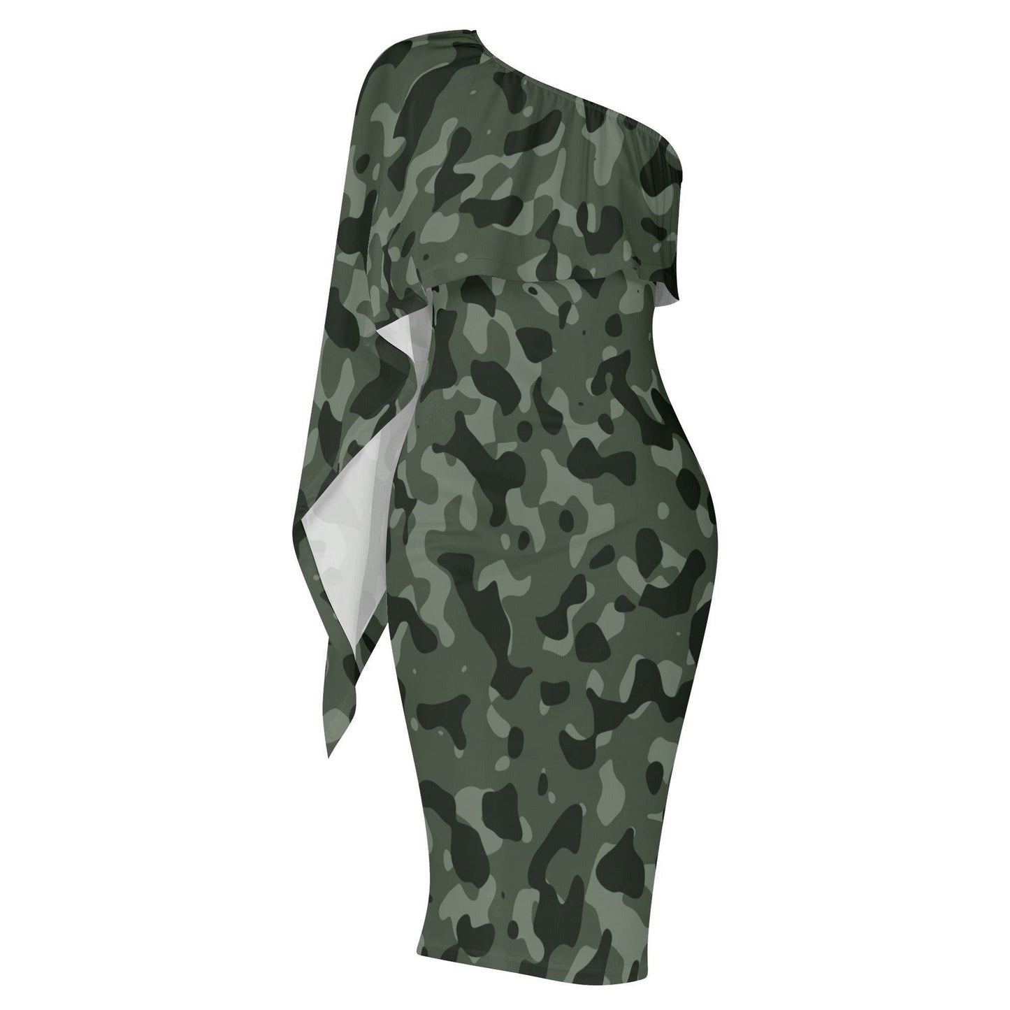 Green Camouflage Long Sleeve One Shoulder Dress Long Sleeve One Shoulder Dress 119.99 Camouflage, Dress, Green, Long, One, Shoulder, Sleve JLR Design