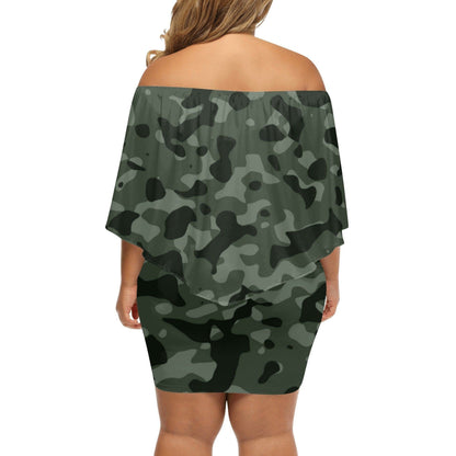 Green Camouflage schulterfreies Schlauchkleid -- Green Camouflage schulterfreies Schlauchkleid - undefined Schlauchkleid | JLR Design