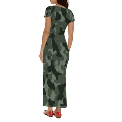 green-camouflage-short-sleeve-long-dress-long-dress-jlr-design-93726 - JLR Design