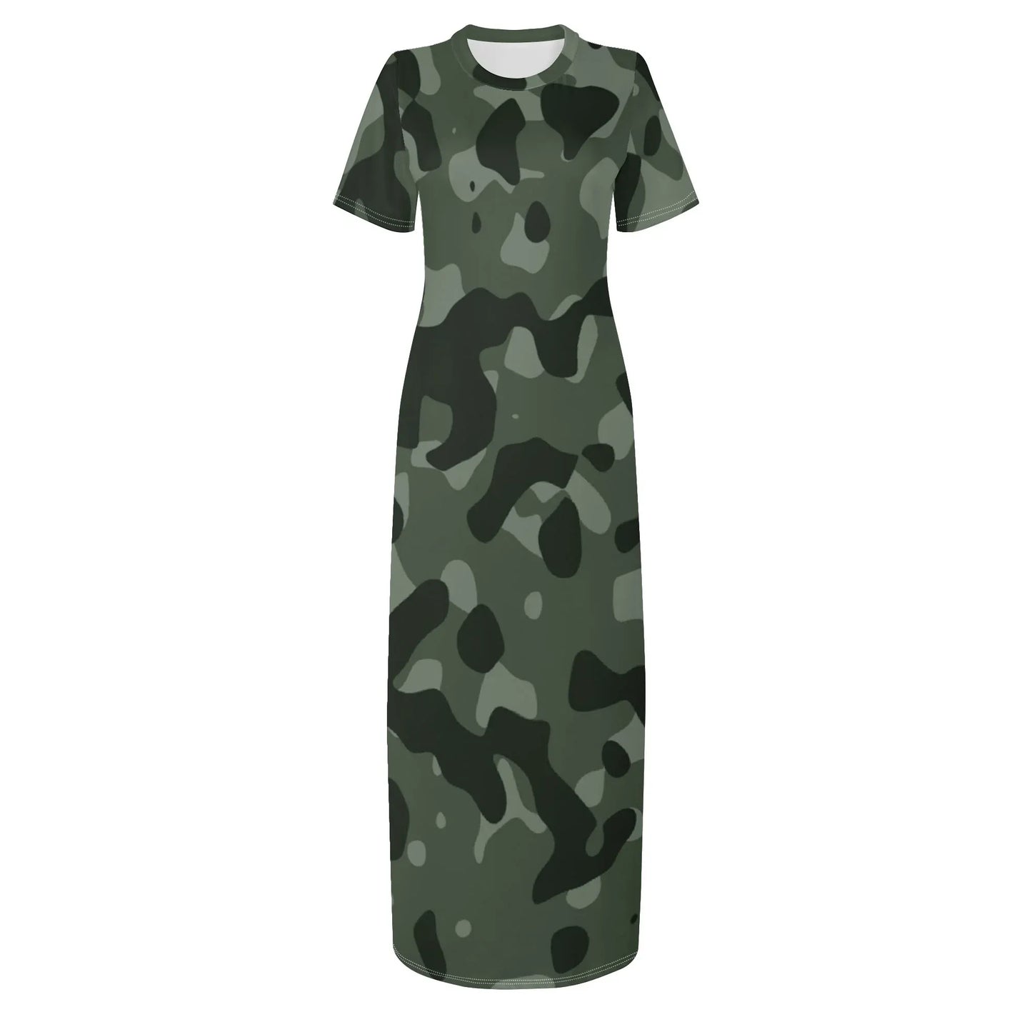 green-camouflage-short-sleeve-long-dress-long-dress-jlr-design-93670 - JLR Design