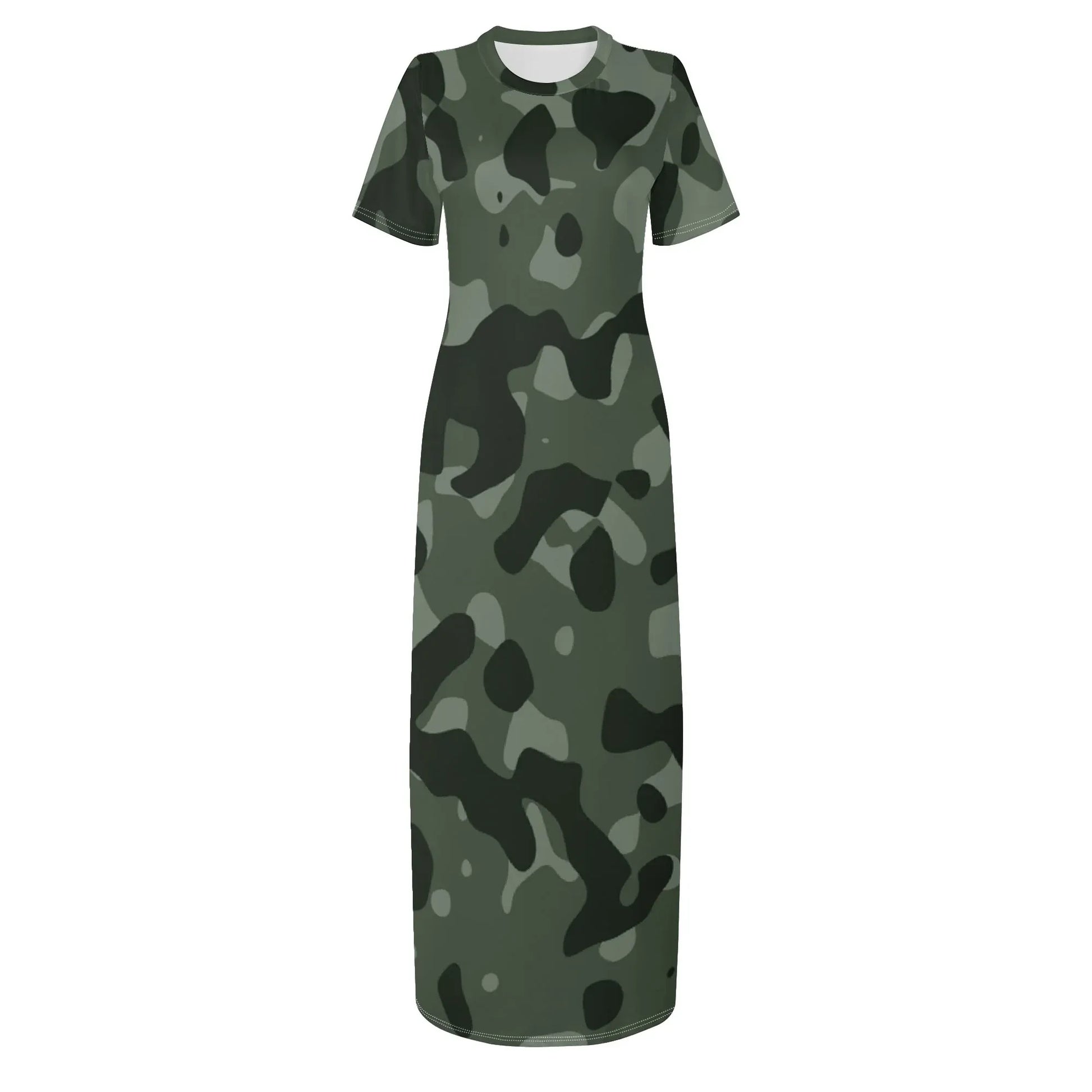 green-camouflage-short-sleeve-long-dress-long-dress-jlr-design-93670 - JLR Design