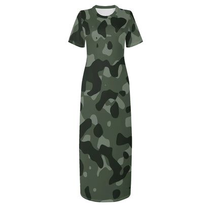 green-camouflage-short-sleeve-long-dress-long-dress-jlr-design-93670 - JLR Design