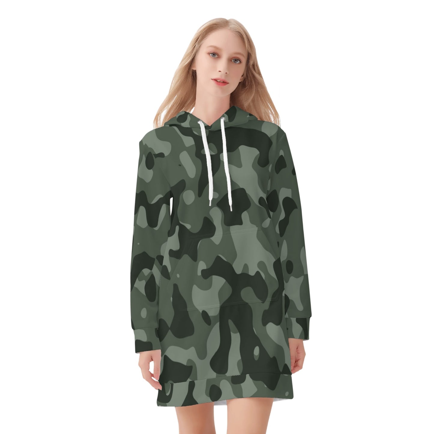 Green Camouflage Velvet Hoodie Dress Hoodiekleid JLR Design
