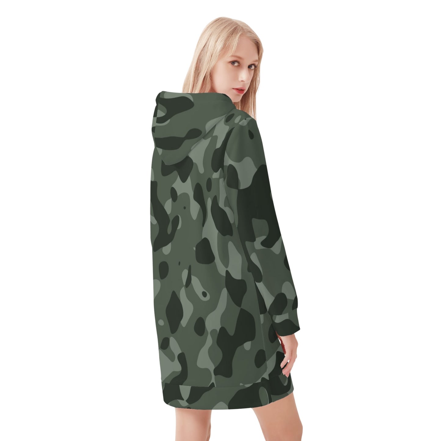 Green Camouflage Velvet Hoodie Dress Hoodiekleid JLR Design