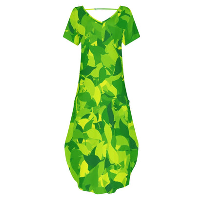 Green Leaf kurzärmliges drapiertes Kleid drapiertes Kleid 63.99 drapiert, Green, kleid, kurzärmlig, Leaf JLR Design