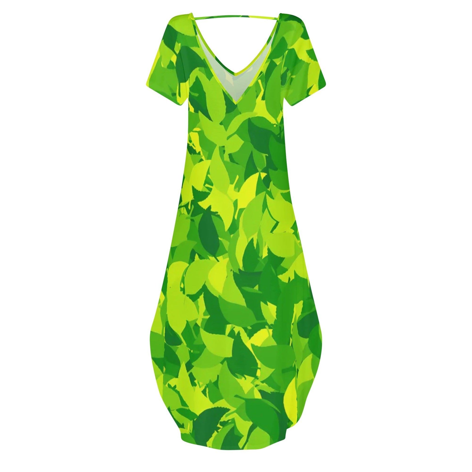 Green Leaf kurzärmliges drapiertes Kleid drapiertes Kleid 63.99 drapiert, Green, kleid, kurzärmlig, Leaf JLR Design