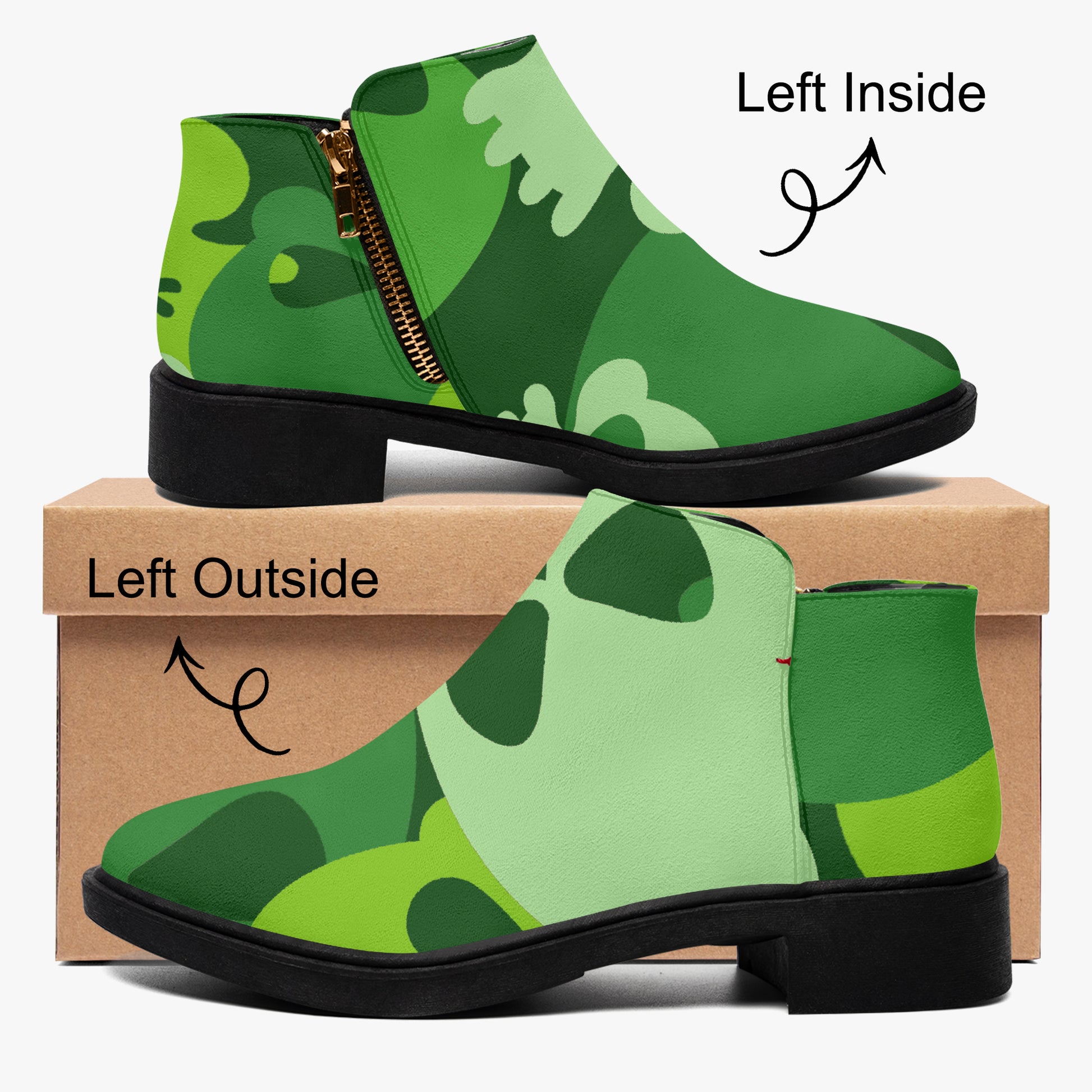 Green Skull elegante Reißverschluss-Stiefeletten Stiefeletten JLR Design